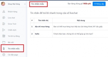 Tin nhắn mẫu trên Livechat