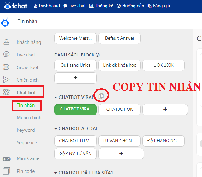 Hướng dẫn copy (nhân bản) block và group block trong Fchat